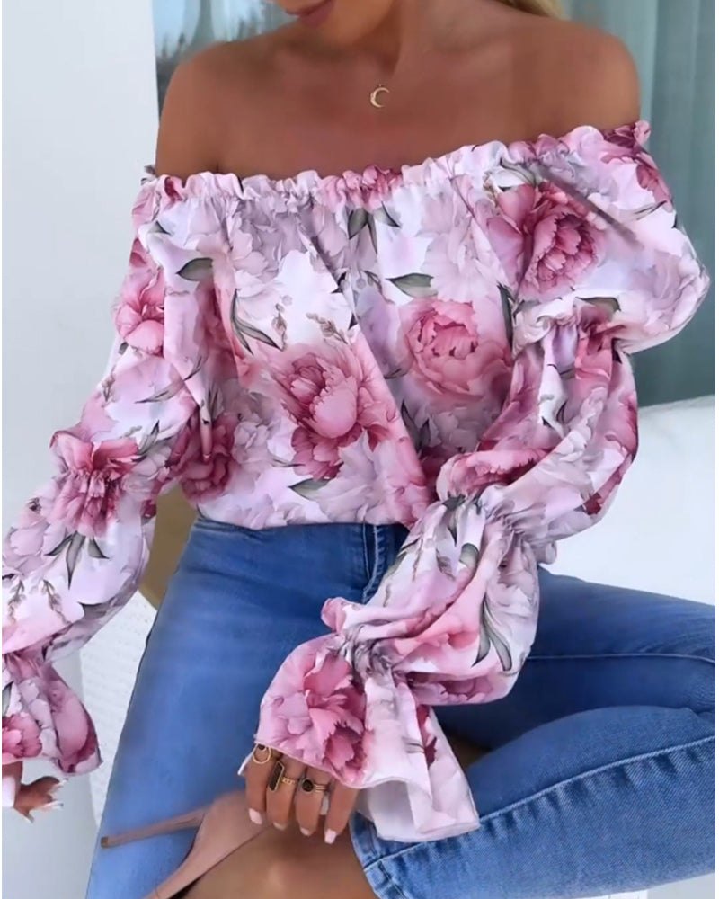 Kleurrijke Printed One-Shoulder Casual Top