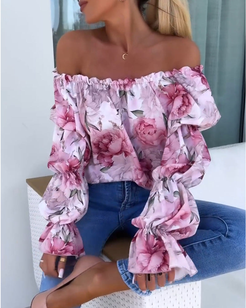 Kleurrijke Printed One-Shoulder Casual Top