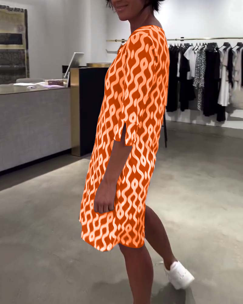 Flowy Midi-jurk met Abstracte Print