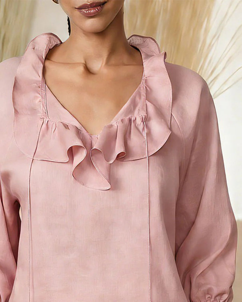 Effen Blouse met Puffmouwen