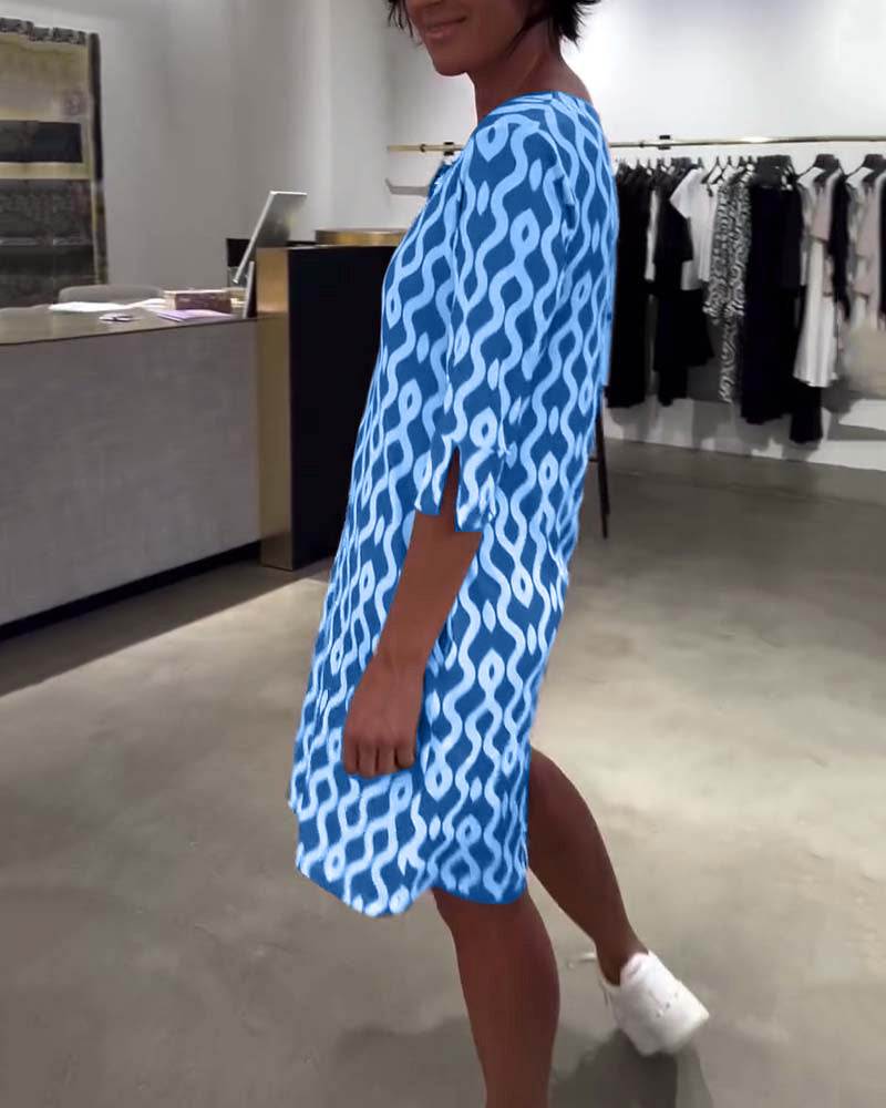 Flowy Midi-jurk met Abstracte Print