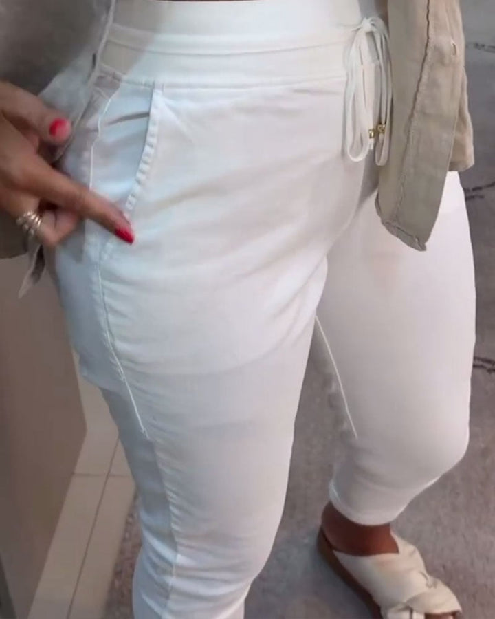 Casual Pencil Pants met trekkoord