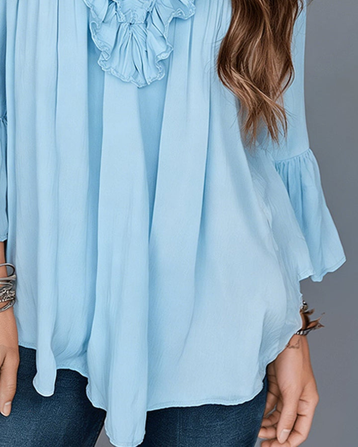 Elegante V-hals Ruches Blouse