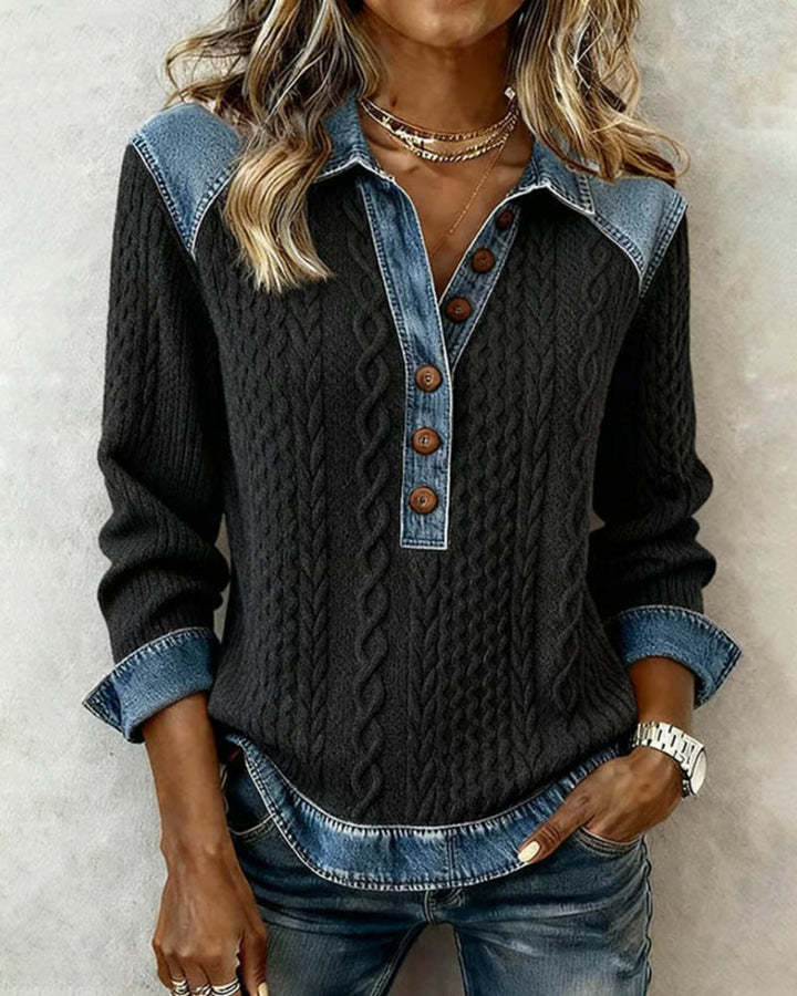 Stijlvolle Blocked Denim Sweatshirt