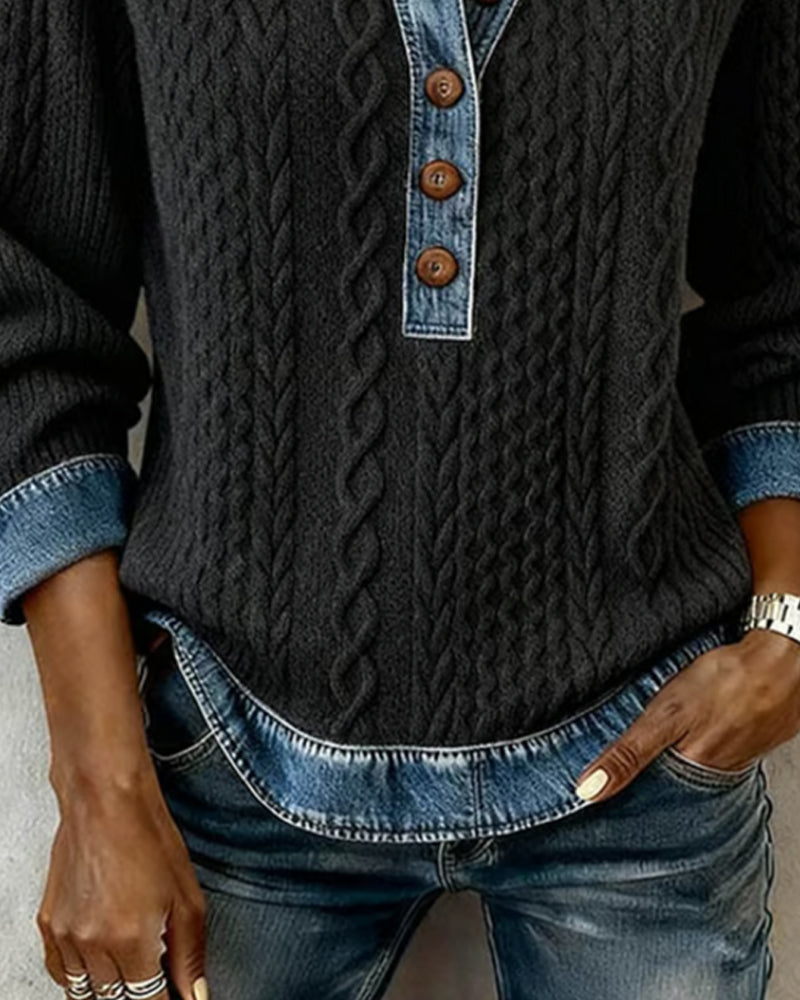 Stijlvolle Blocked Denim Sweatshirt
