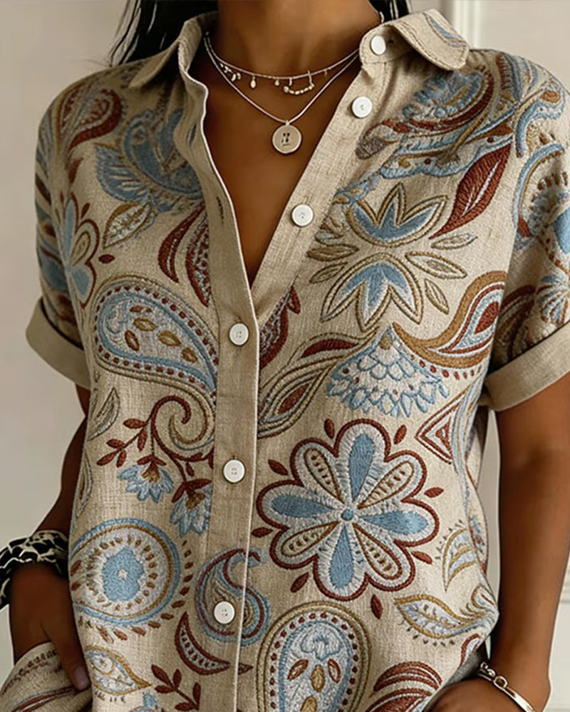 Lapel-shirt met Paisley-print