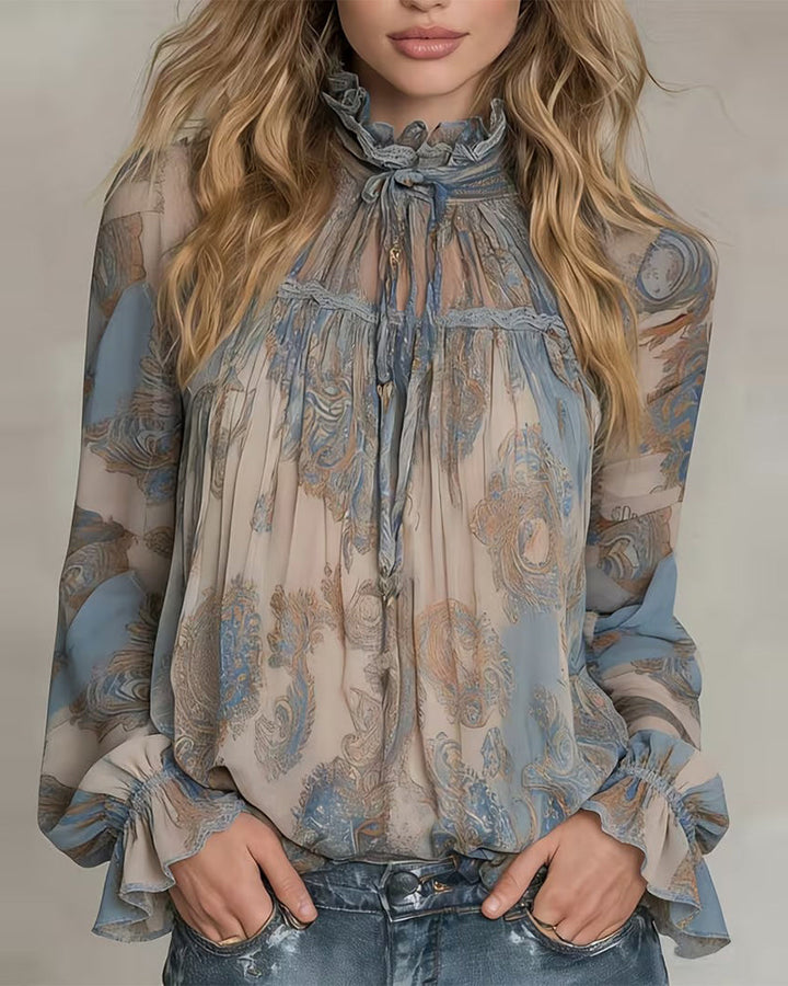 Boheemse blouse met Cashew Flower print