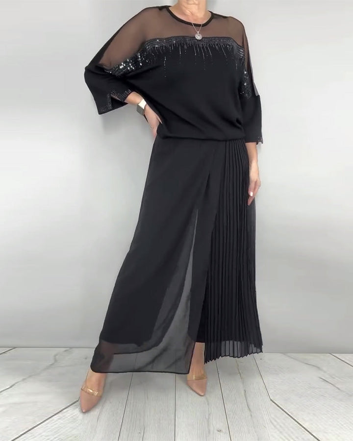 Loose Blouse met Mesh-details