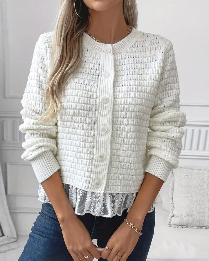 Sweater Coat met lange mouwen en kanten panelen