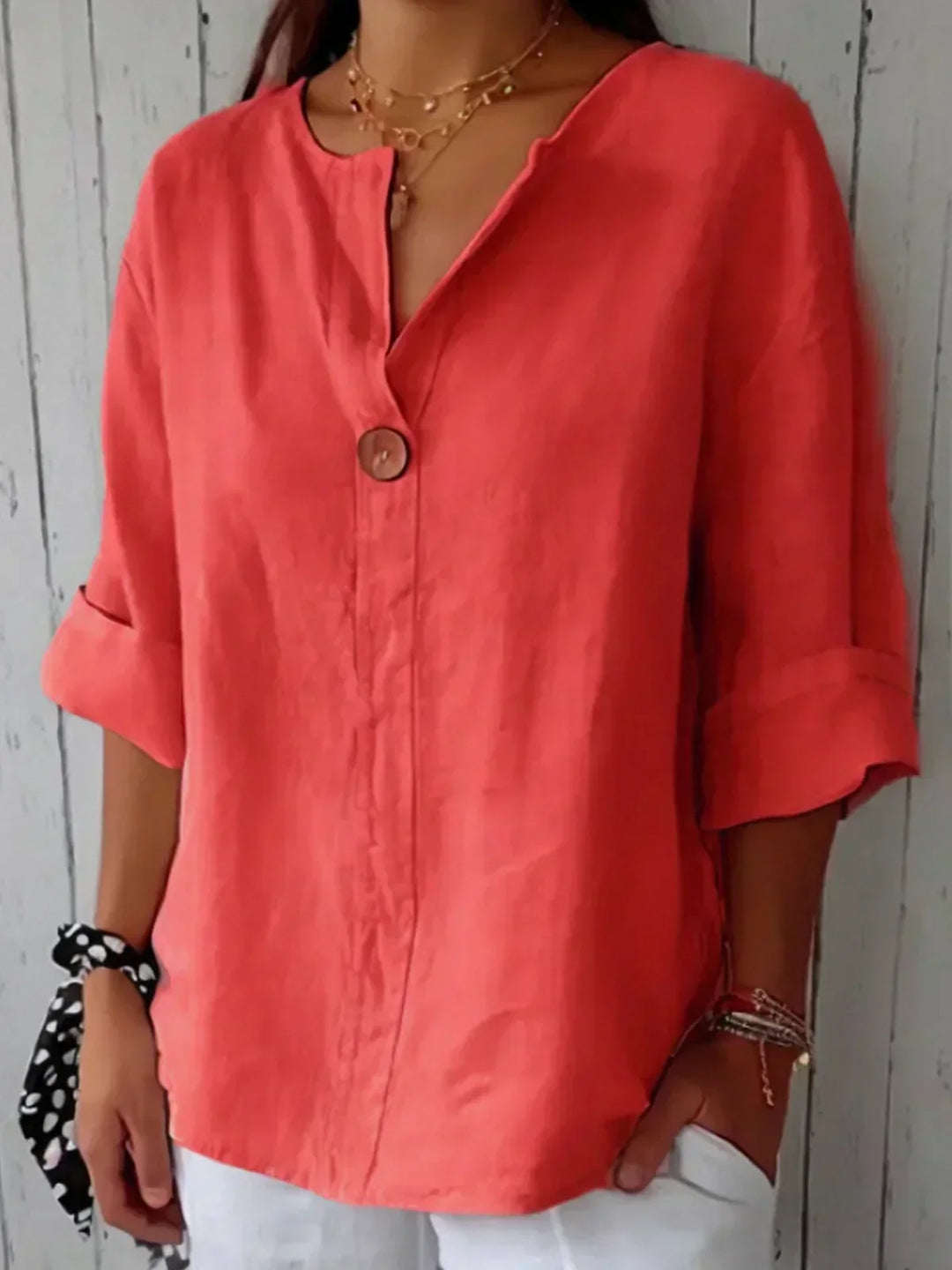 Moderne pasvorm Casual V-hals Blouse