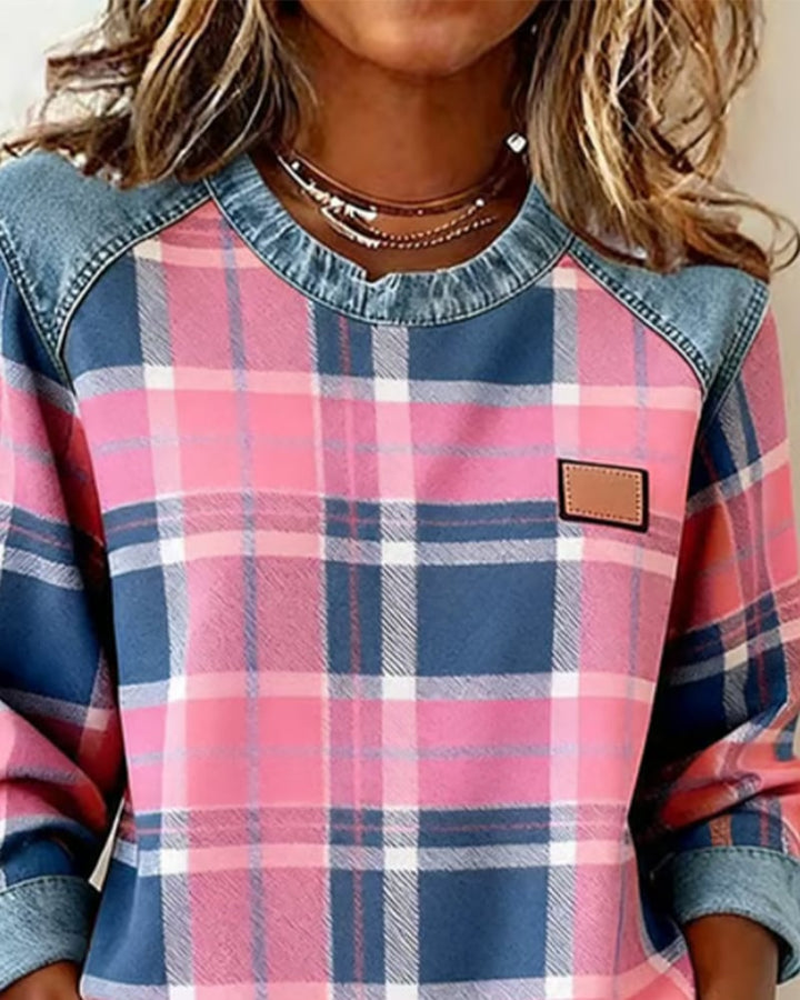 Ruitjes Patchwork Fashion Sweatshirt