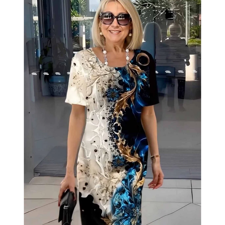 Casual Loose Dress met 3D-bloemen