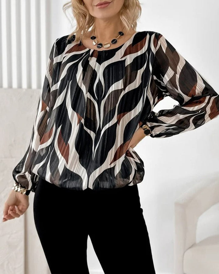 Blouse met lampionmouwen en ronde hals