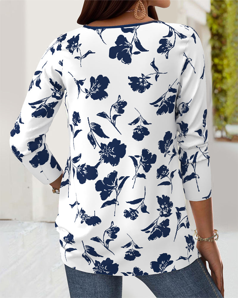 Fashion Blouse met knopen en print