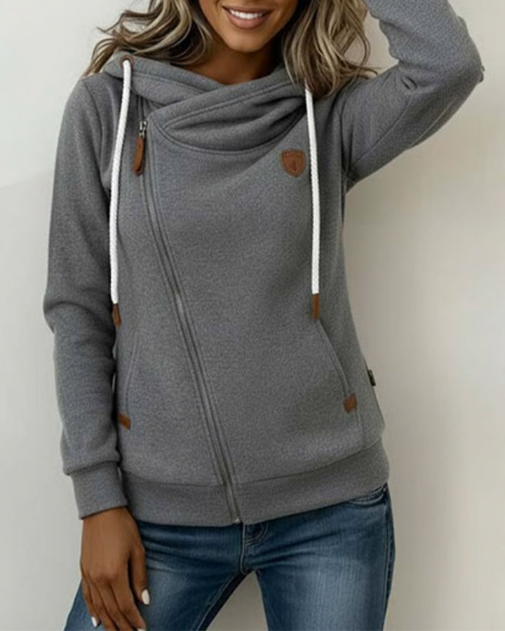 Casual sweatshirt met lange mouwen en trekkoord