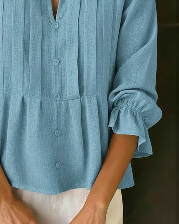 Casual blouse met lange mouwen en V-hals