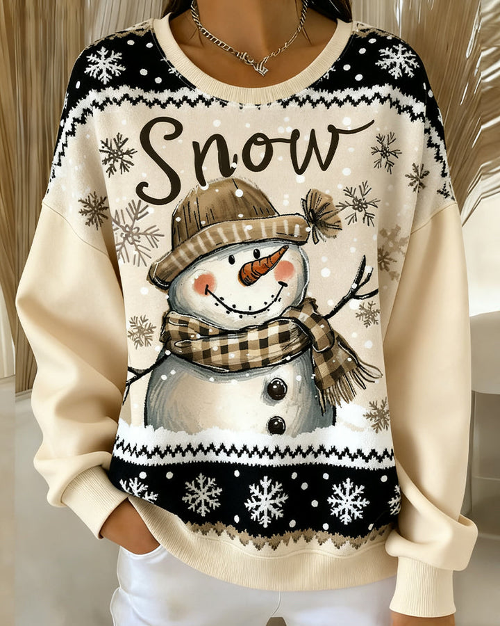 Sweatshirt met lange mouwen en sneeuwmanprint
