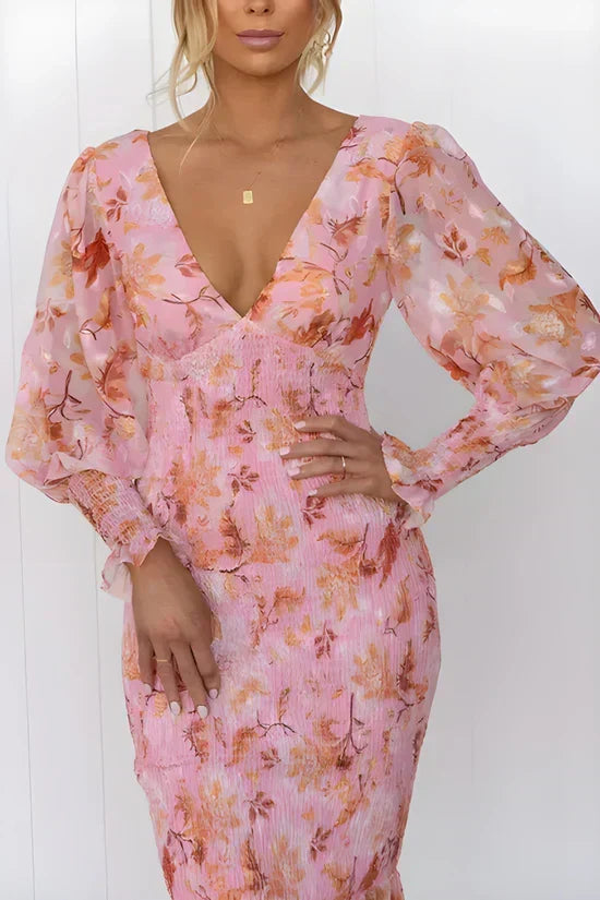 Midi-jurk met Bold Floral Pattern
