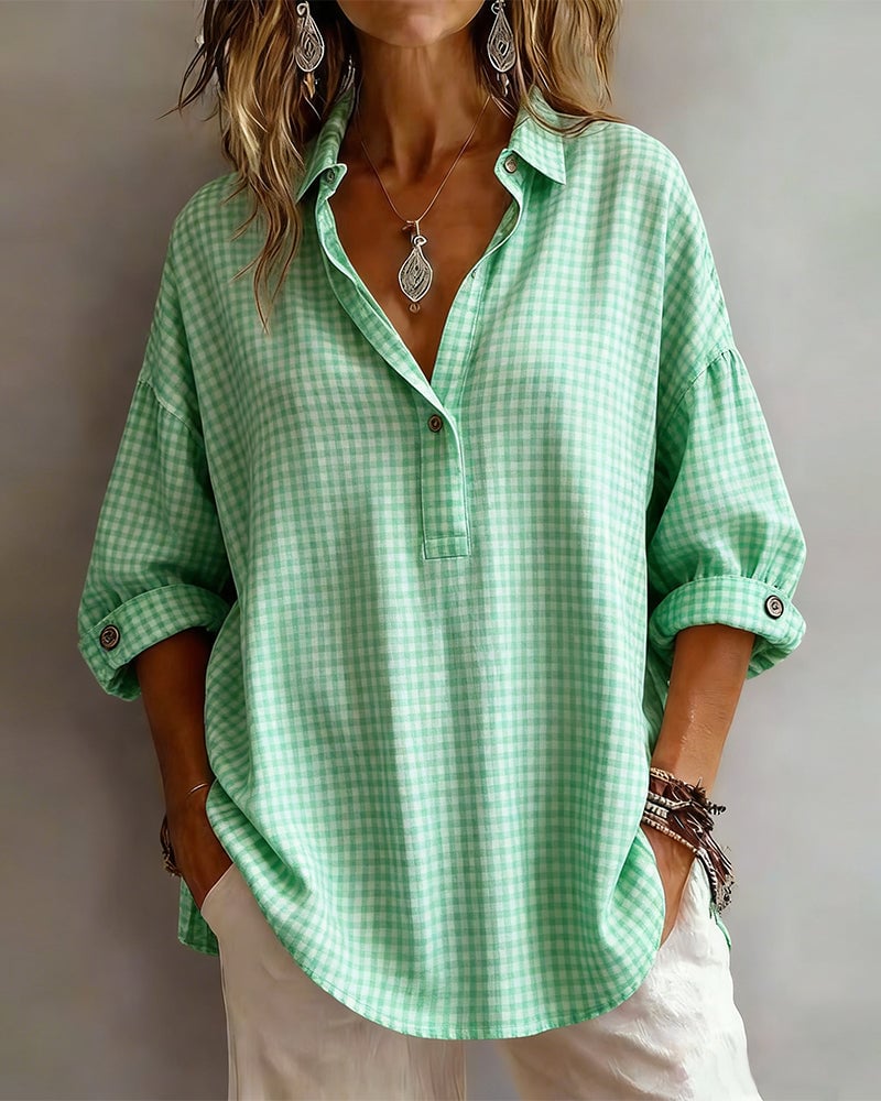 Ruitjes Blouse met Revers