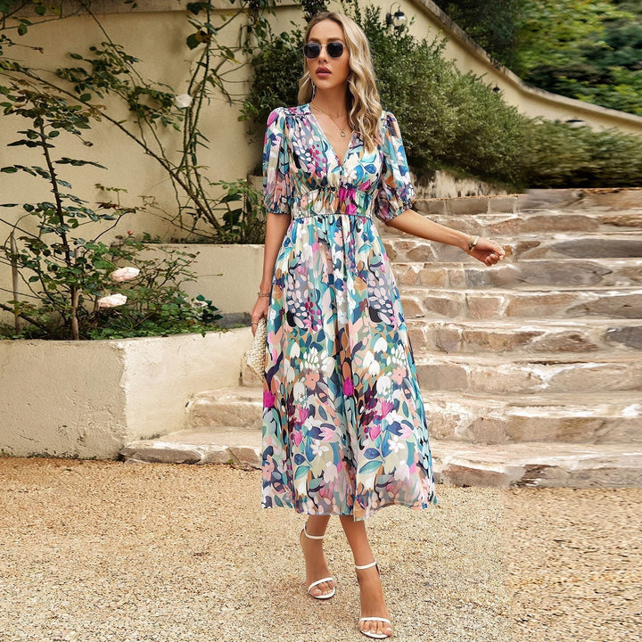 Sierlijke Flared Midi Jurk met Tailored Fit