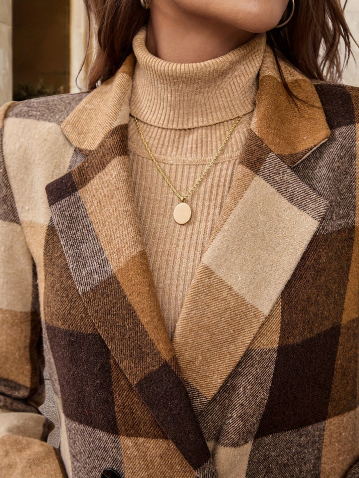 Elegante Gestreepte Double-Breasted Jas voor Herfst en Winter