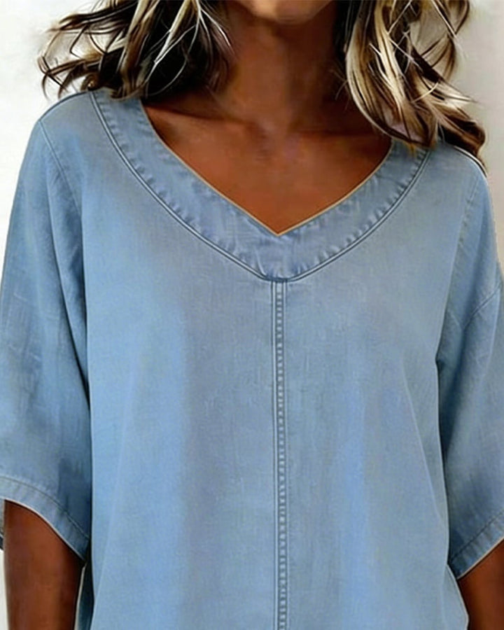 Casual gestreepte top met V-hals