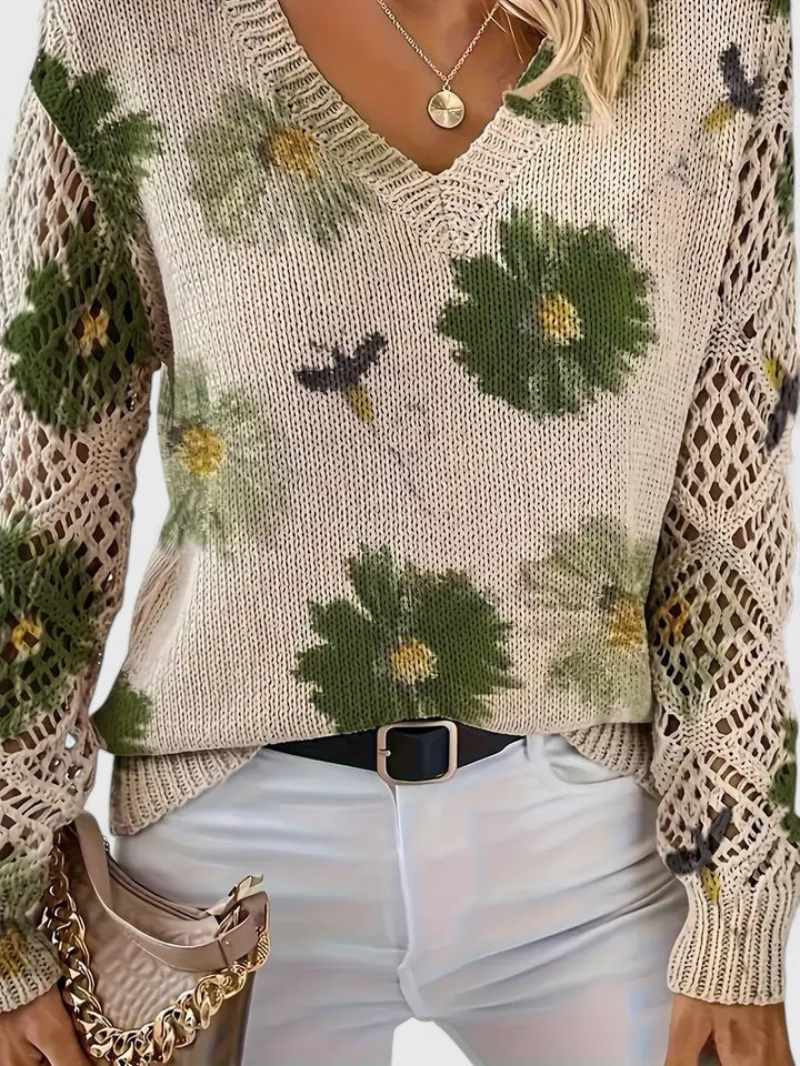 Elegante lichte sweater met bloemenprint