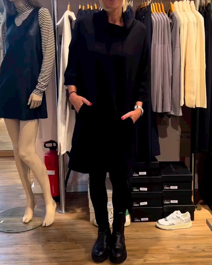Jurk met cowlneck in effen kleur