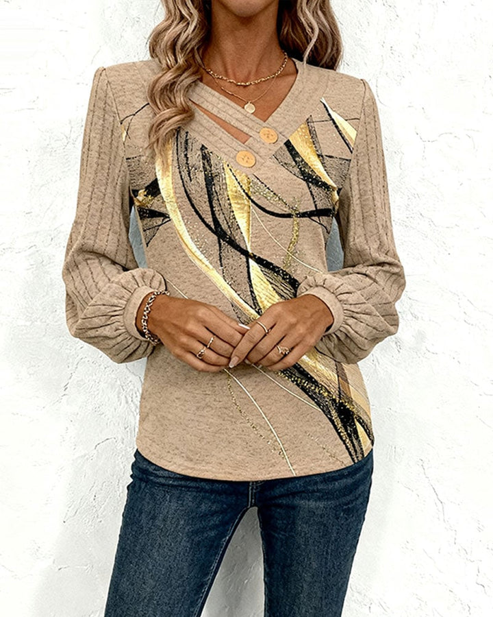 Top met gestreepte print en lampionmouwen