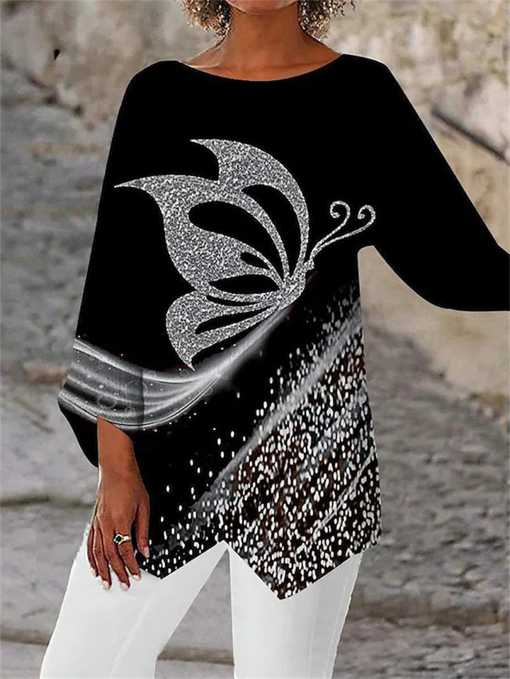 Printed shirt met ronde hals en lange mouwen