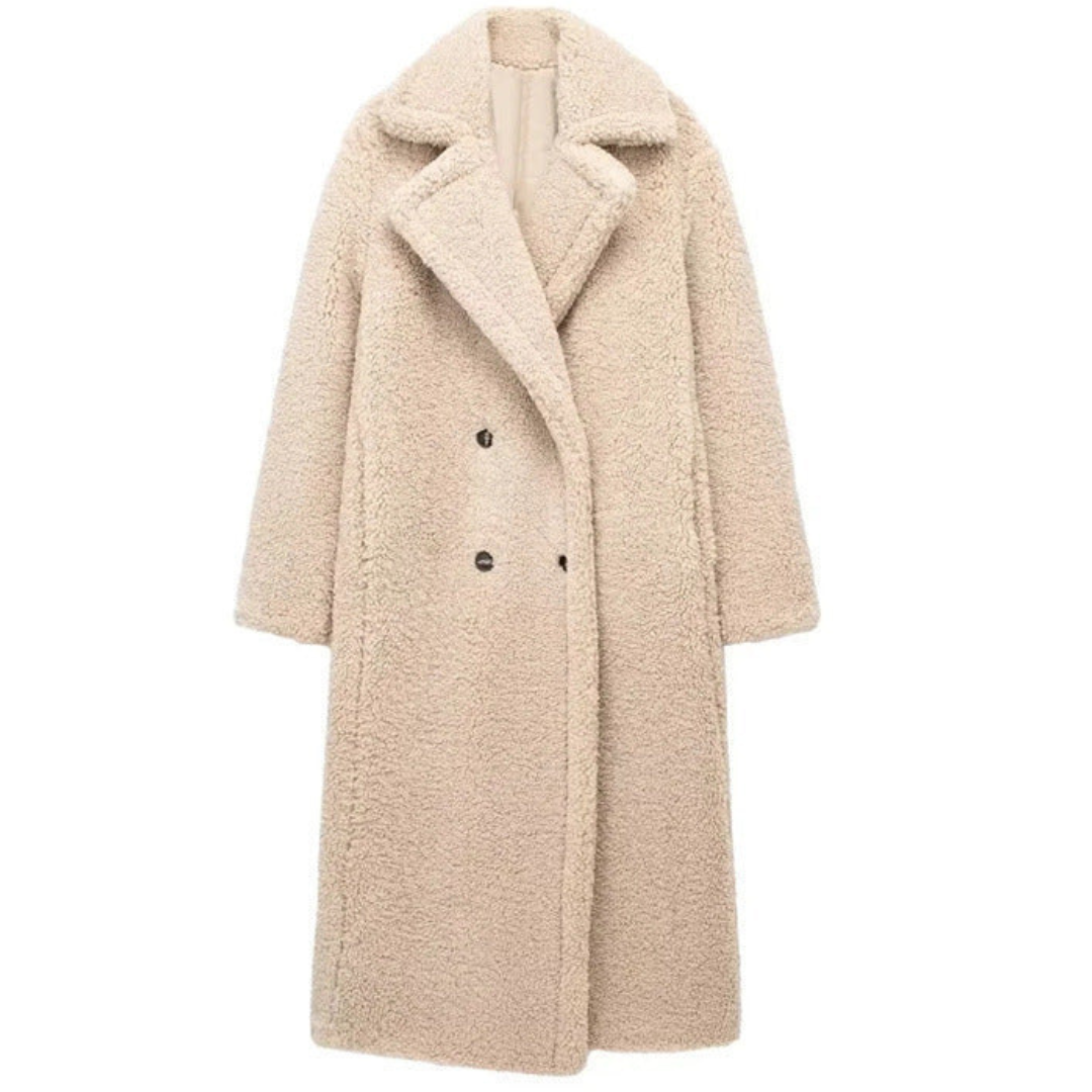 Lange warme winter-trenchcoat voor dames