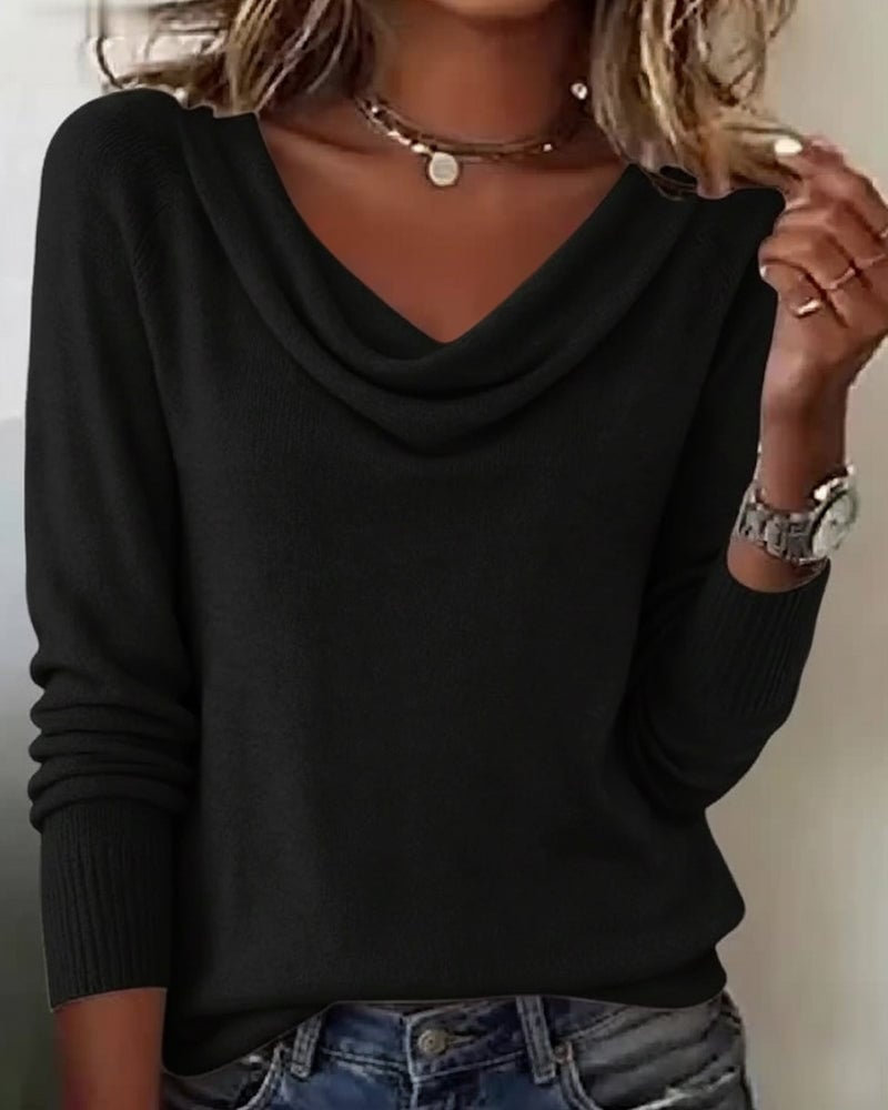 Modieuze sweater met lange mouwen en pile-kraag