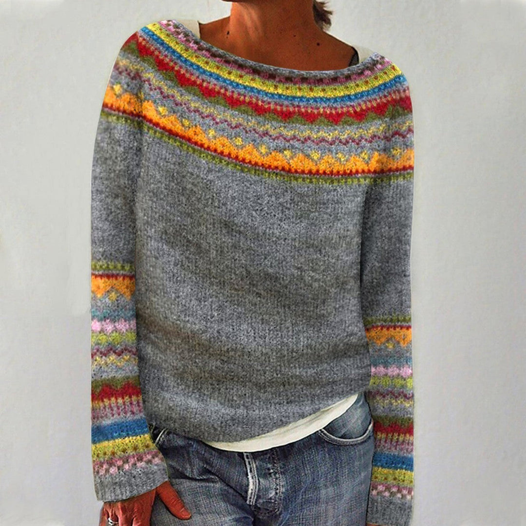 Gebreide Retro Sweater met Patroon