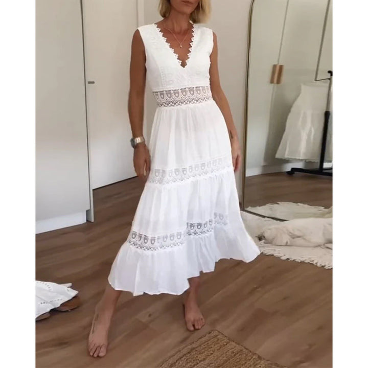 Elegante kanten jurk met V-hals