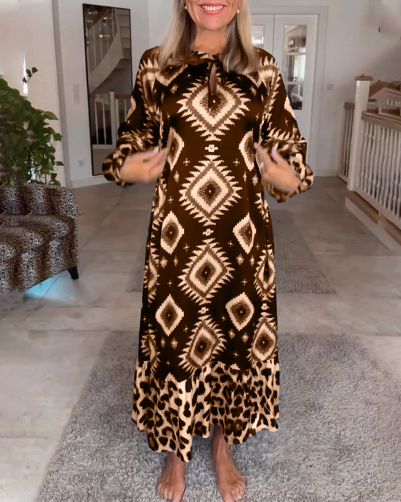 Jurk met lange mouwen en geometrische print