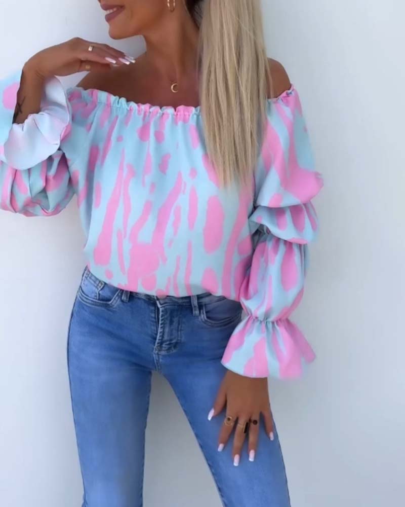 Kleurrijke Printed One-Shoulder Casual Top