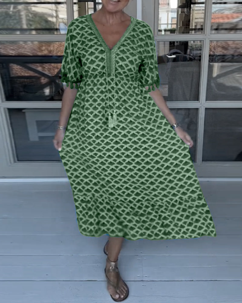 Casual V-halsjurk met print