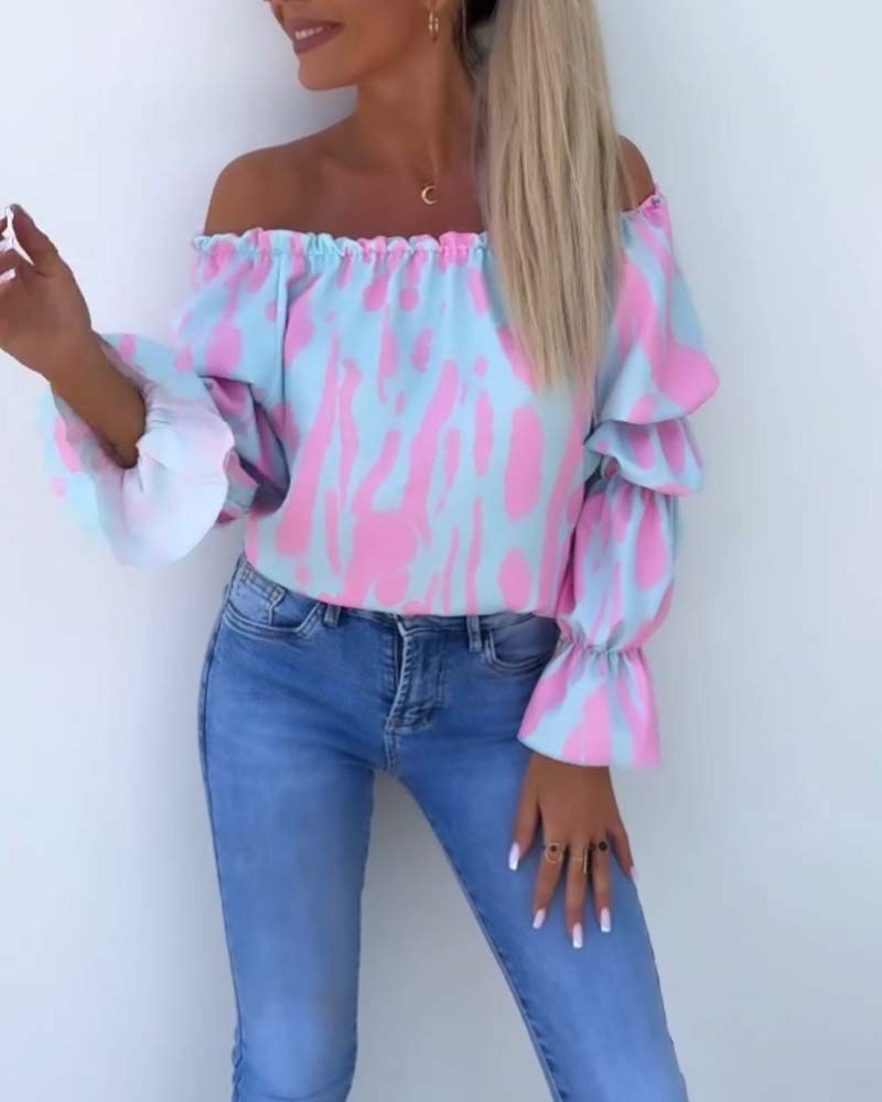 Kleurrijke Printed One-Shoulder Casual Top