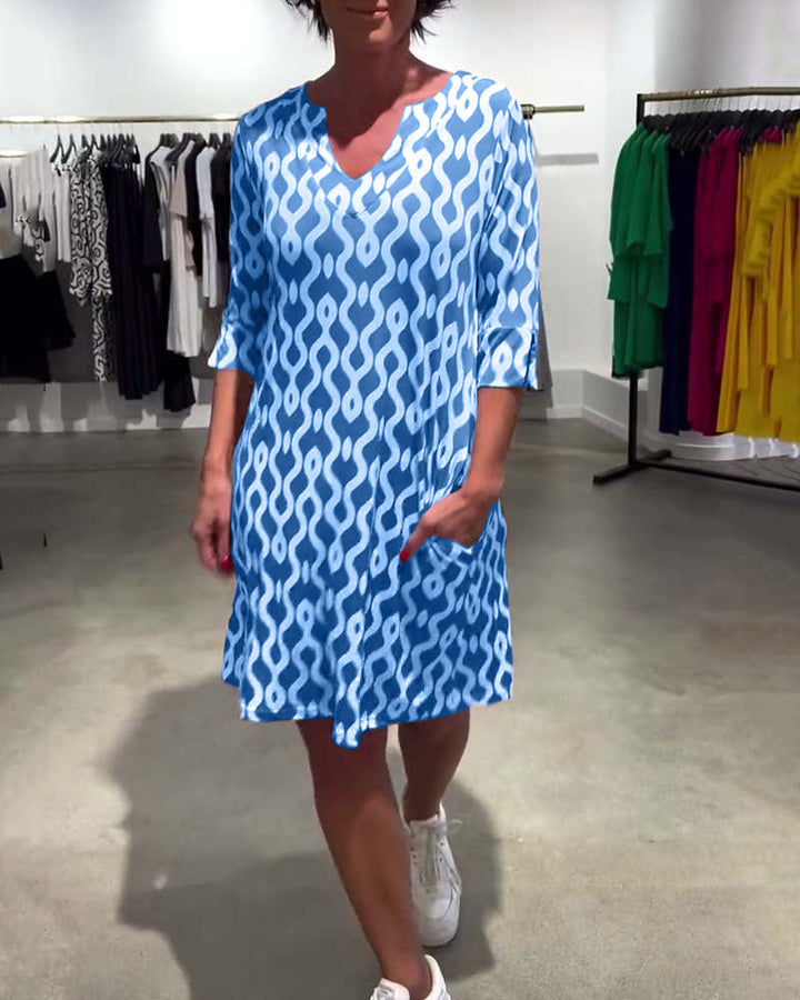 Flowy Midi-jurk met Abstracte Print