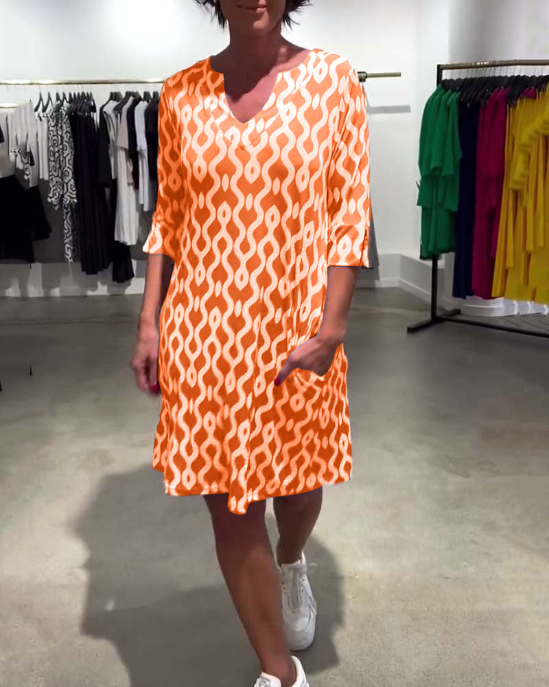 Flowy Midi-jurk met Abstracte Print