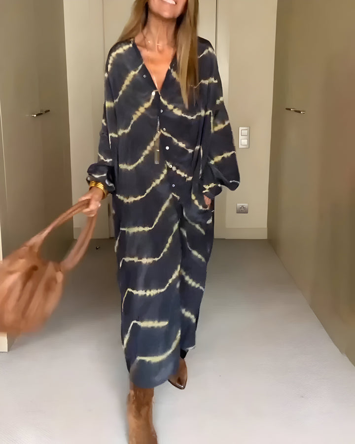 Luchtige Boho Maxi-jurk met gestreept patroon
