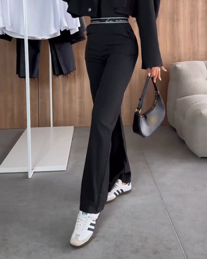 Casual effen Straight Pants met ritssluitzakken