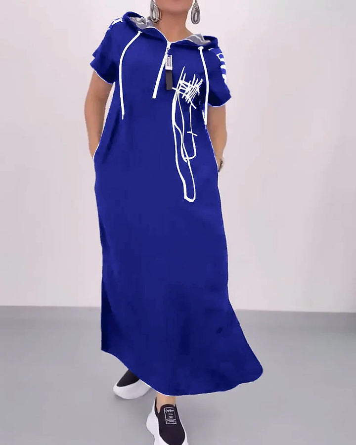 Half-Zip Loose Contrast Jurk