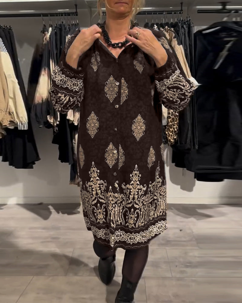 Vintage Print Jurk