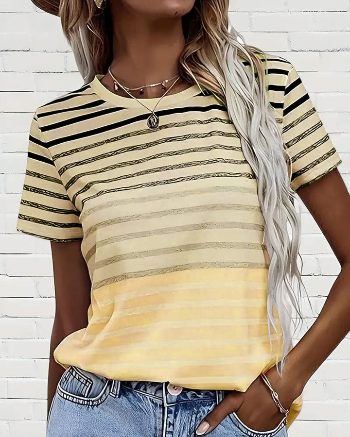 Gestreepte ronde hals T-shirt