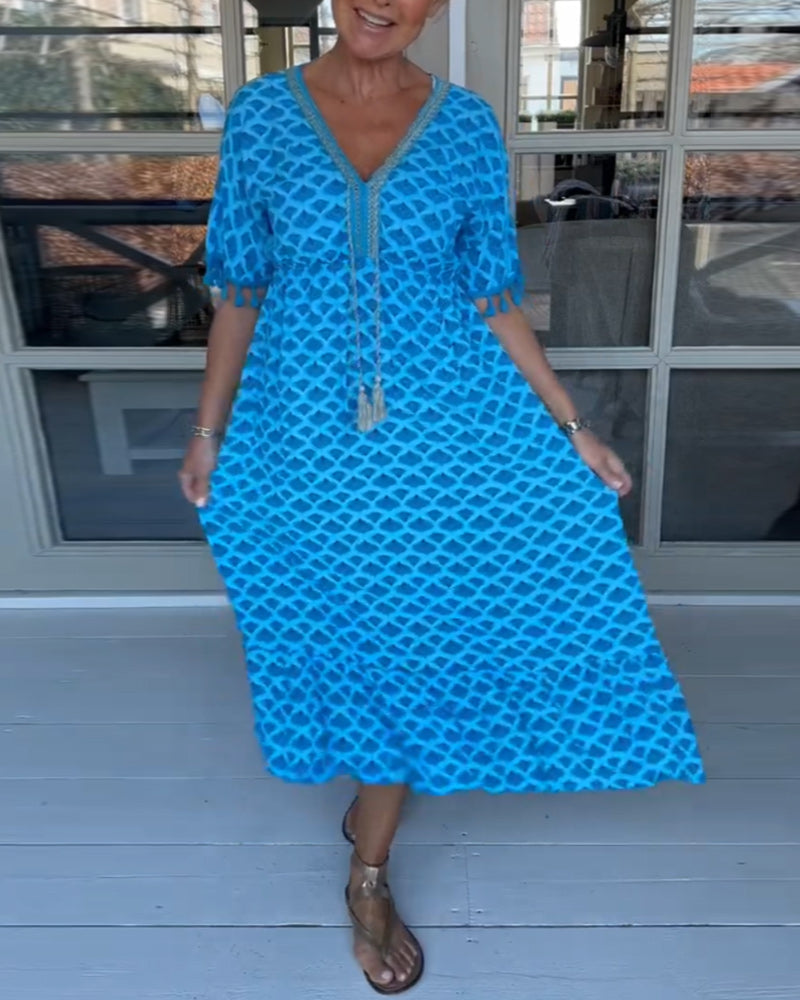 Casual V-halsjurk met print