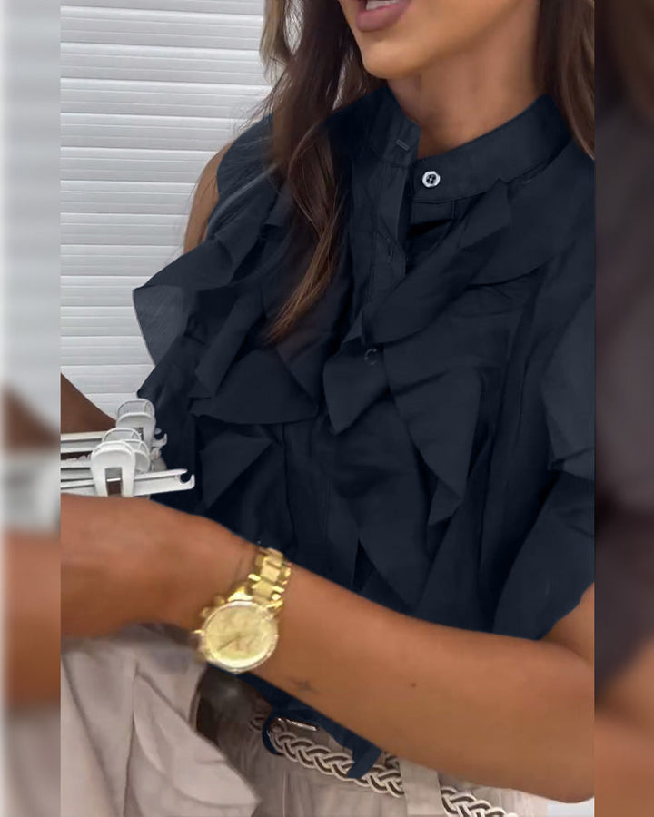 Soft Feel Ruffle Top met elegante drape