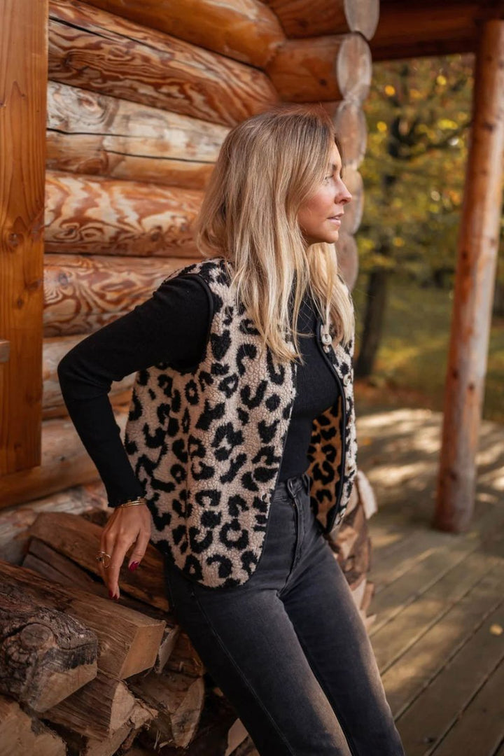 Luipaardprint Gilet Knitwear Fashion