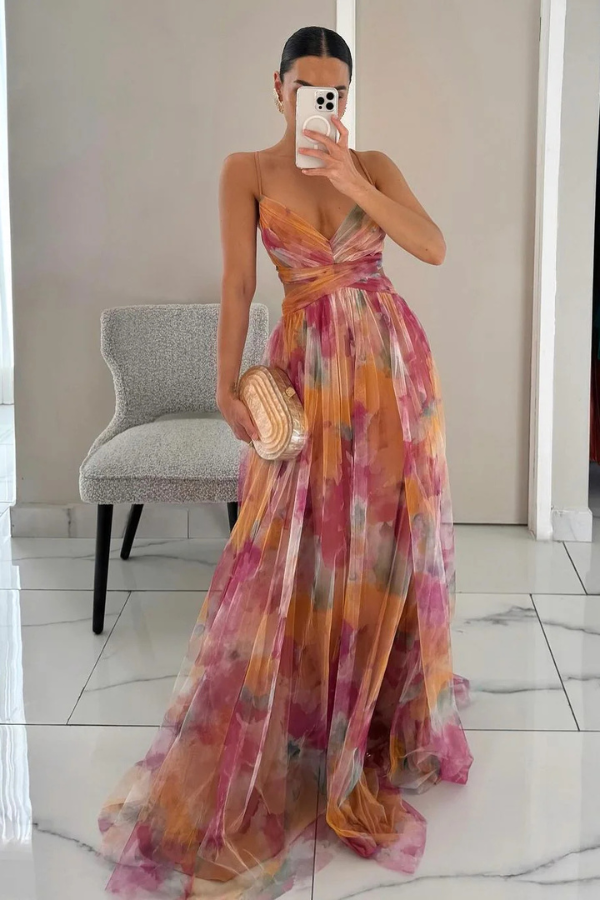 Feminine mouwloze maxi-jurk voor dames