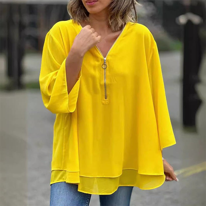 Luchtige Chiffon Blouse met Rits